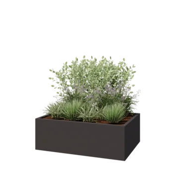 Stål plantekasse - Rektangel - 120 x 80 x 40 cm - RAL7016 mat (antracitgrå) - Med bundplade