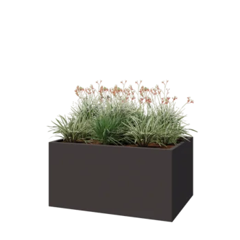 Stål plantekasse - Rektangel - 120 x 80 x 60 cm - RAL7016 mat (antracitgrå) - Med bundplade