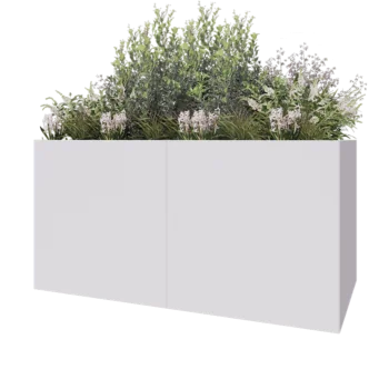 Stål plantekasse XXL - Rektangel - 200 x 100 x 100 cm - RAL9010 mat (hvid) - Med bundplade