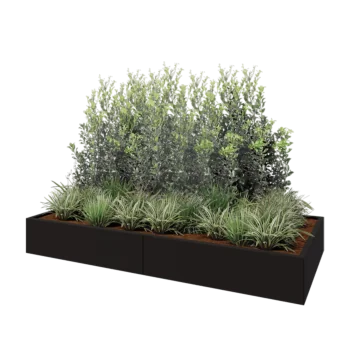 Stål plantekasse XXL - Rektangel - 240 x 100 x 30 cm - RAL9005 mat (sort) - Uden bundplade