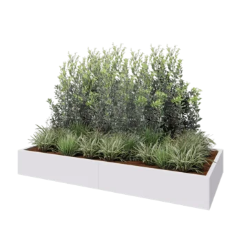 Stål plantekasse XXL - Rektangel - 240 x 100 x 30 cm - RAL9010 mat (hvid) - Med bundplade