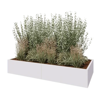 Stål plantekasse XXL - Rektangel - 240 x 100 x 40 cm - RAL9010 mat (hvid) - Med bundplade