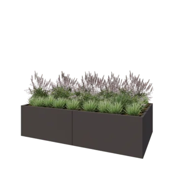 Stål plantekasse XXL - Rektangel - 240 x 120 x 60 cm - RAL7016 mat (antracitgrå) - Med bundplade