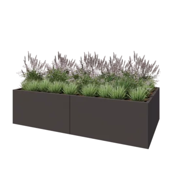 Stål plantekasse XXL - Rektangel - 240 x 120 x 60 cm - Andre RAL-farve - Med bundplade