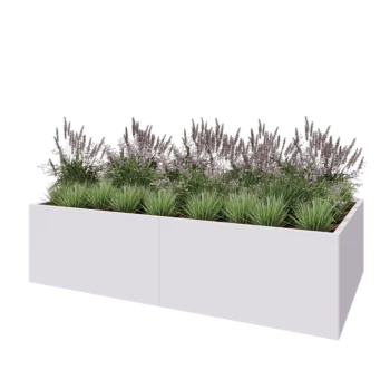 Stål plantekasse XXL - Rektangel - 240 x 120 x 60 cm - RAL9010 mat (hvid) - Med bundplade