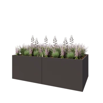 Stål plantekasse XXL - Rektangel - 240 x 120 x 80 cm - RAL7016 mat (antracitgrå) - Med bundplade
