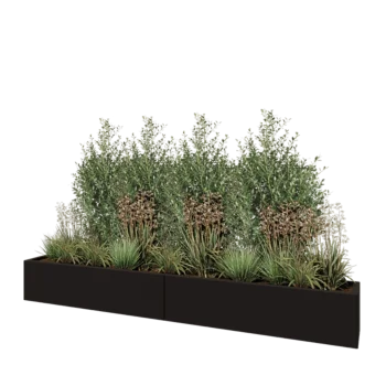 Stål plantekasse XXL - Rektangel - 240 x 30 x 30 cm - RAL9005 mat (sort) - Uden bundplade