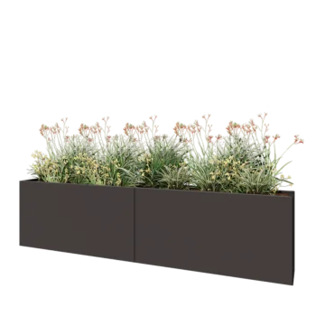Stål plantekasse XXL - Rektangel - 240 x 30 x 60 cm - RAL7016 mat (antracitgrå) - Med bundplade
