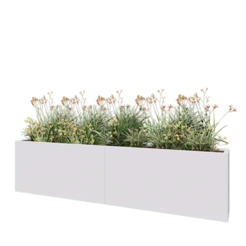 Stål plantekasse XXL - Rektangel - 240 x 30 x 60 cm - RAL9010 mat (hvid) - Med bundplade