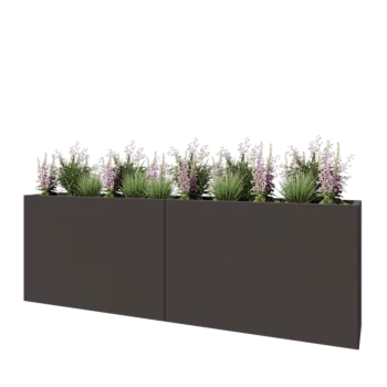 Stål plantekasse XXL - Rektangel - 240 x 40 x 80 cm - RAL7016 mat (antracitgrå) - Uden bundplade
