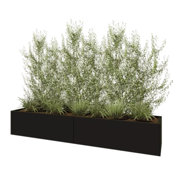 Stål plantekasse XXL - Rektangel - 240 x 50 x 40 cm - RAL9005 mat (sort) - Med bundplade