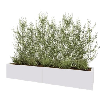 Stål plantekasse XXL - Rektangel - 240 x 50 x 40 cm - RAL9010 mat (hvid) - Med bundplade
