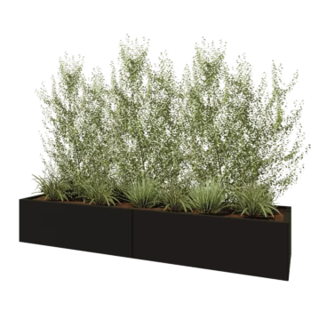 Stål plantekasse XXL - Rektangel - 240 x 60 x 40 cm - RAL9005 mat (sort) - Med bundplade