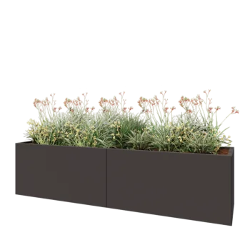 Stål plantekasse XXL - Rektangel - 240 x 60 x 60 cm - RAL7016 mat (antracitgrå) - Med bundplade
