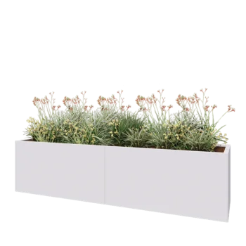 Stål plantekasse XXL - Rektangel - 240 x 60 x 60 cm - RAL9010 mat (hvid) - Med bundplade