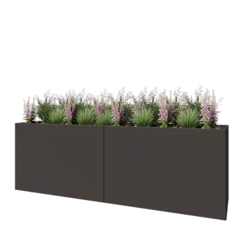 Stål plantekasse XXL - Rektangel - 240 x 60 x 80 cm - RAL7016 mat (antracitgrå) - Uden bundplade