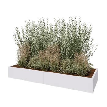 Stål plantekasse XXL - Rektangel - 240 x 80 x 30 cm - RAL9010 mat (hvid) - Med bundplade