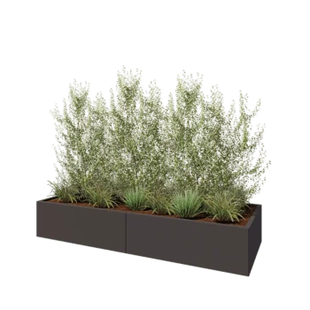 Stål plantekasse XXL - Rektangel - 240 x 80 x 40 cm - RAL7016 mat (antracitgrå) - Med bundplade