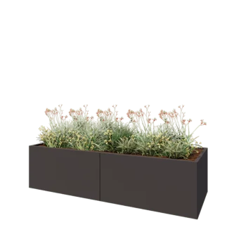 Stål plantekasse XXL - Rektangel - 240 x 80 x 60 cm - RAL7016 mat (antracitgrå) - Med bundplade