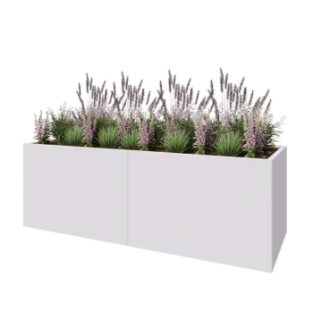 Stål plantekasse XXL - Rektangel - 240 x 80 x 80 cm - RAL9010 mat (hvid) - Med bundplade