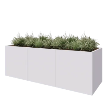 Stål plantekasse XXL - Rektangel - 300 x 100 x 100 cm - RAL9010 mat (hvid) - Uden bundplade