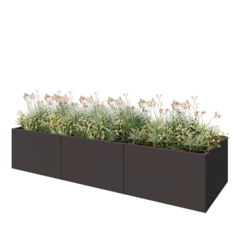 Stål plantekasse XXL - Rektangel - 300 x 100 x 60 cm - RAL7016 mat (antracitgrå) - Uden bundplade