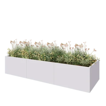 Stål plantekasse XXL - Rektangel - 300 x 100 x 60 cm - RAL9010 mat (hvid) - Uden bundplade