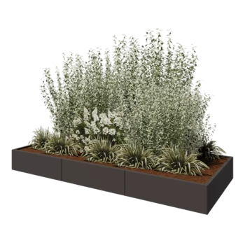 Stål plantekasse XXL - Rektangel - 300 x 120 x 30 cm - Andre RAL-farve - Med bundplade