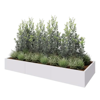 Stål plantekasse XXL - Rektangel - 300 x 120 x 40 cm - RAL9010 mat (hvid) - Uden bundplade