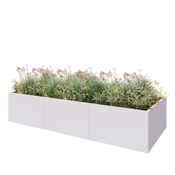 Stål plantekasse XXL - Rektangel - 300 x 120 x 80 cm - RAL9010 mat (hvid) - Uden bundplade