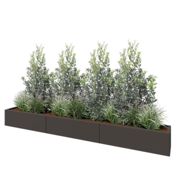 Stål plantekasse XXL - Rektangel - 300 x 30 x 30 cm - RAL7016 mat (antracitgrå) - Uden bundplade