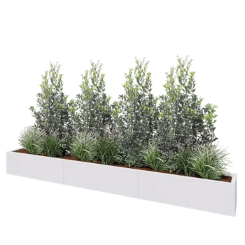 Stål plantekasse XXL - Rektangel - 300 x 30 x 30 cm - RAL9010 mat (hvid) - Uden bundplade