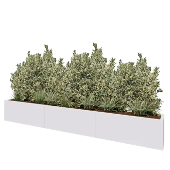Stål plantekasse XXL - Rektangel - 300 x 30 x 40 cm - RAL9010 mat (hvid) - Med bundplade