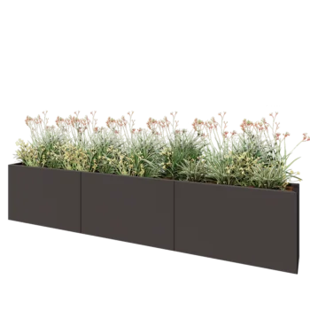 Stål plantekasse XXL - Rektangel - 300 x 30 x 60 cm - RAL7016 mat (antracitgrå) - Uden bundplade