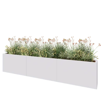 Stål plantekasse XXL - Rektangel - 300 x 30 x 60 cm - RAL9010 mat (hvid) - Uden bundplade
