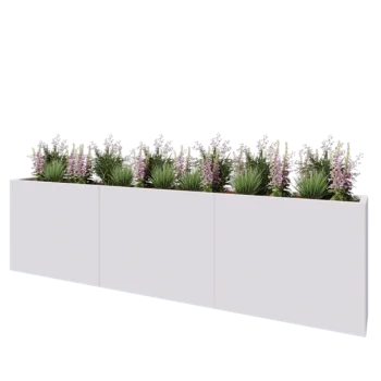 Stål plantekasse XXL - Rektangel - 300 x 30 x 80 cm - RAL9010 mat (hvid) - Med bundplade