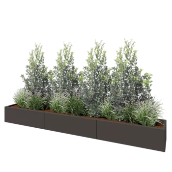 Stål plantekasse XXL - Rektangel - 300 x 40 x 30 cm - RAL7016 mat (antracitgrå) - Uden bundplade