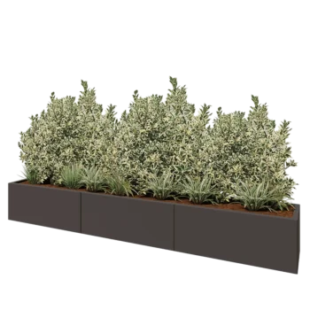 Stål plantekasse XXL - Rektangel - 300 x 40 x 40 cm - Andre RAL-farve - Med bundplade