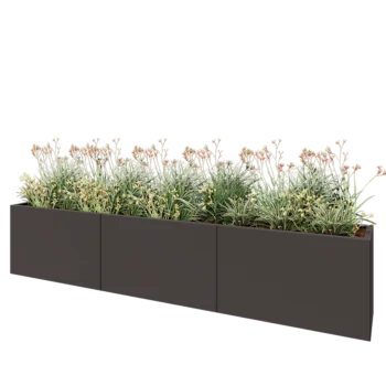 Stål plantekasse XXL - Rektangel - 300 x 40 x 60 cm - RAL7016 mat (antracitgrå) - Uden bundplade