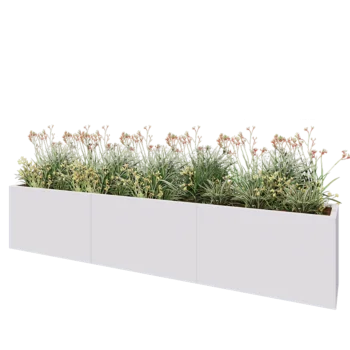 Stål plantekasse XXL - Rektangel - 300 x 40 x 60 cm - RAL9010 mat (hvid) - Uden bundplade