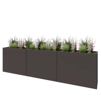 Stål plantekasse XXL - Rektangel - 300 x 40 x 80 cm - RAL7016 mat (antracitgrå) - Uden bundplade