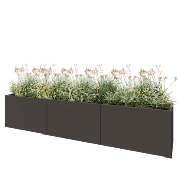 Stål plantekasse XXL - Rektangel - 300 x 50 x 60 cm - RAL7016 mat (antracitgrå) - Med bundplade