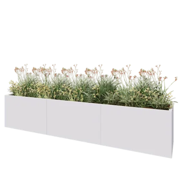 Stål plantekasse XXL - Rektangel - 300 x 50 x 60 cm - RAL9010 mat (hvid) - Med bundplade