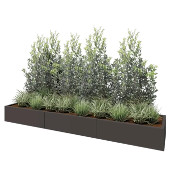 Stål plantekasse XXL - Rektangel - 300 x 60 x 30 cm - RAL7016 mat (antracitgrå) - Med bundplade