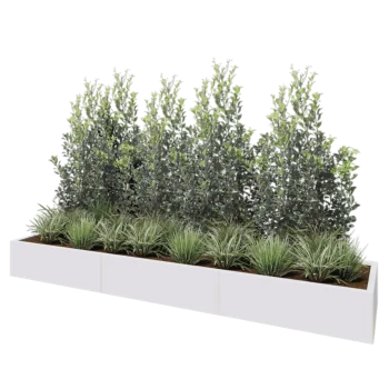 Stål plantekasse XXL - Rektangel - 300 x 60 x 30 cm - RAL9010 mat (hvid) - Med bundplade