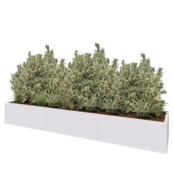 Stål plantekasse XXL - Rektangel - 300 x 60 x 40 cm - RAL9010 mat (hvid) - Med bundplade