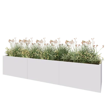 Stål plantekasse XXL - Rektangel - 300 x 60 x 60 cm - RAL9010 mat (hvid) - Med bundplade