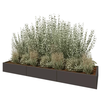 Stål plantekasse XXL - Rektangel - 300 x 80 x 30 cm - RAL7016 mat (antracitgrå) - Uden bundplade