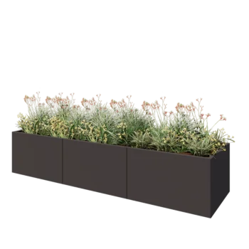 Stål plantekasse XXL - Rektangel - 300 x 80 x 60 cm - RAL7016 mat (antracitgrå) - Uden bundplade