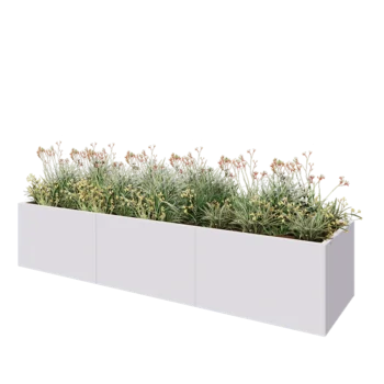 Stål plantekasse XXL - Rektangel - 300 x 80 x 60 cm - RAL9010 mat (hvid) - Uden bundplade